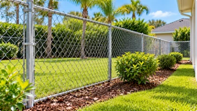 Clean chain link fence in a residential yard