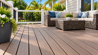 Clean composite deck with outdoor seating area