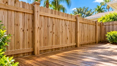 Clean wood fence and deck in a residential backyard